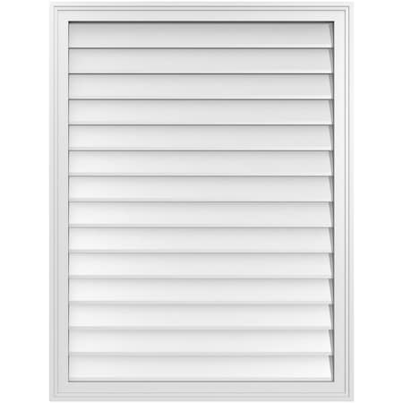 Ekena Millwork Vertical Surface Mount PVC Gable Vnt: Non-Functional, w/2"W x 1-1/2"H, Brickmould Frame, 32"W x 42"H GVPVE32X4202SN
